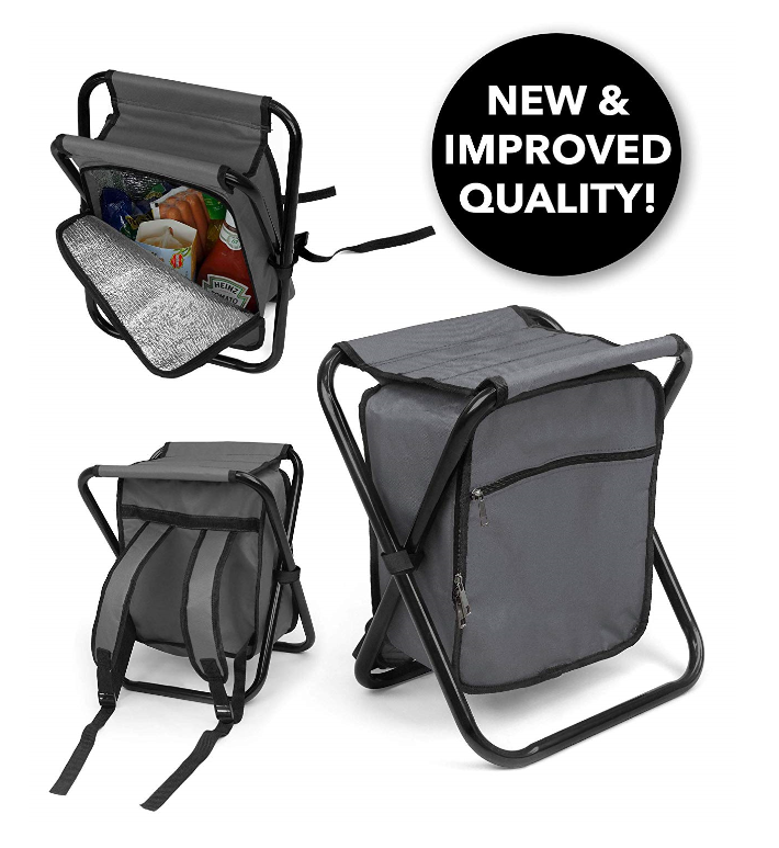Portable Folding Fishing Chair Backpack with Mini Insulated Cooler