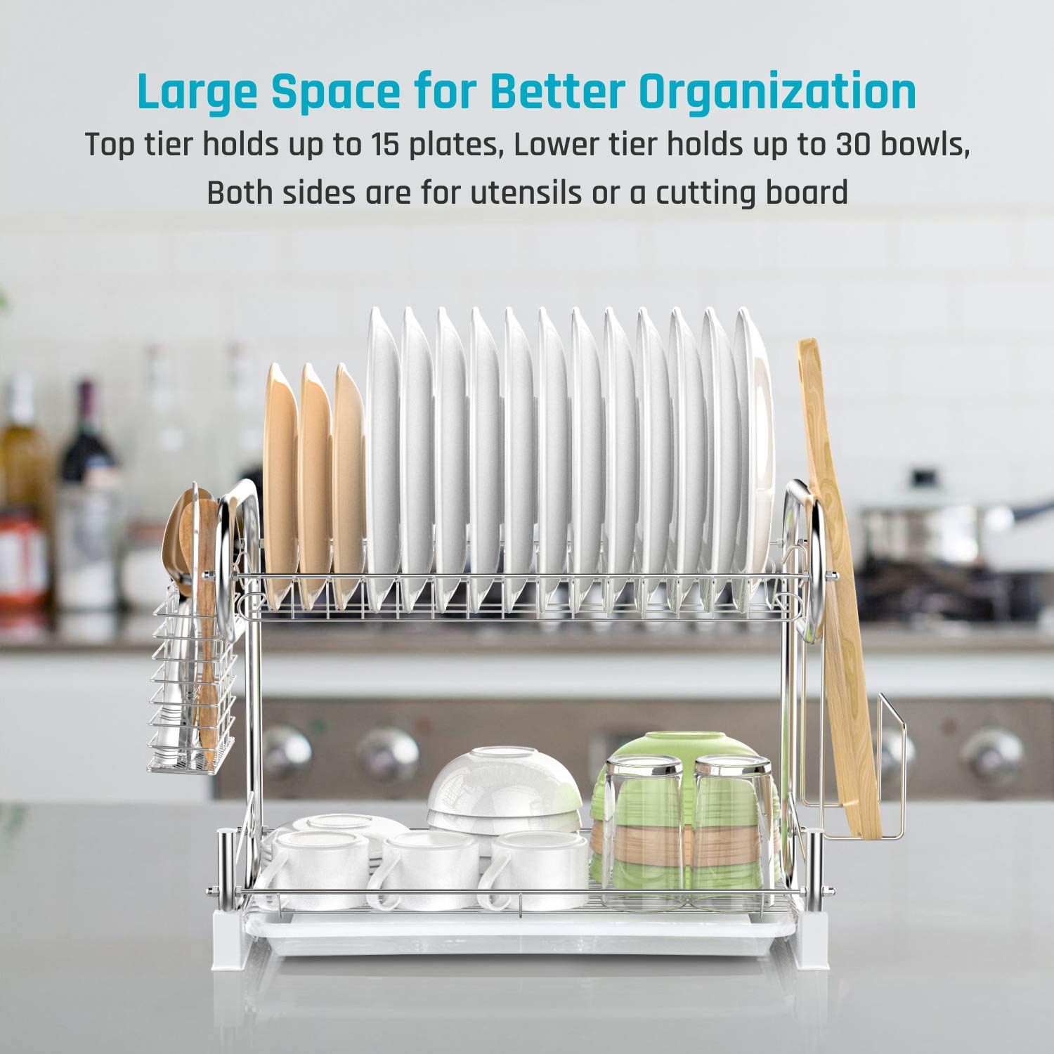 Dropship Dish Drying Rack 2 Tier Metal Kitchen Dish Rack With Utensil  Holder Dish Drainers And Drainboard Sink Rack For Dishes to Sell Online at  a Lower Price